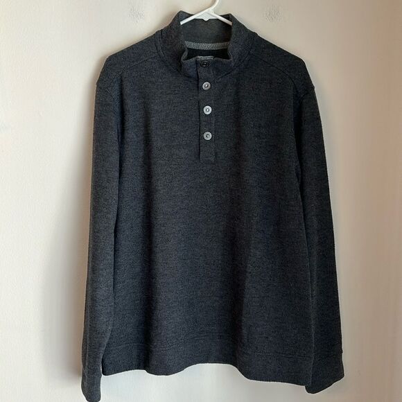 Tommy Bahama Men’s charcoal gray pullover button down sweatshirt size large EUC - Picture 1 of 11